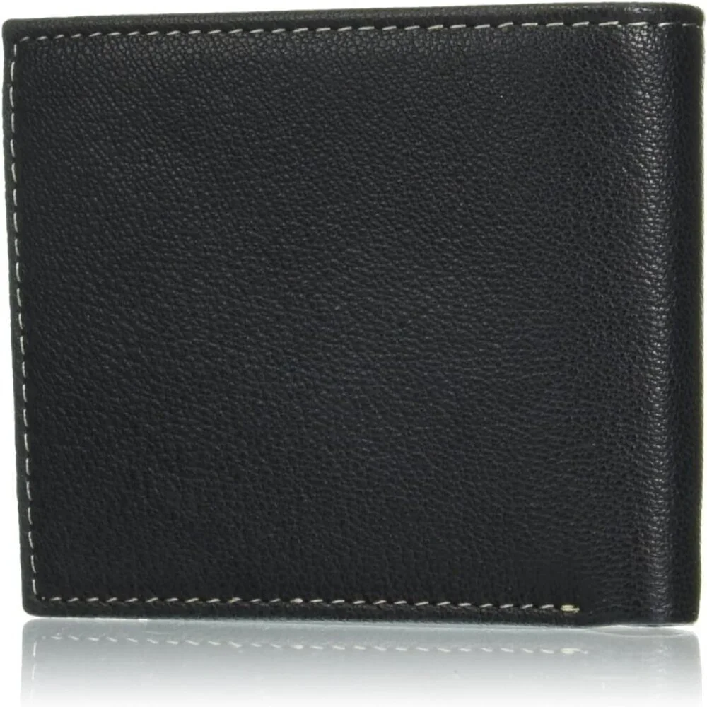 Men's Imported Genuine Leather Luxury Black Billfold Pockets Wallet Card Design
